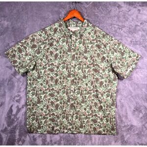 Warrior Shirt Mens 3XL Camo GreenShort Sleeve Performance Button Up Camouflage